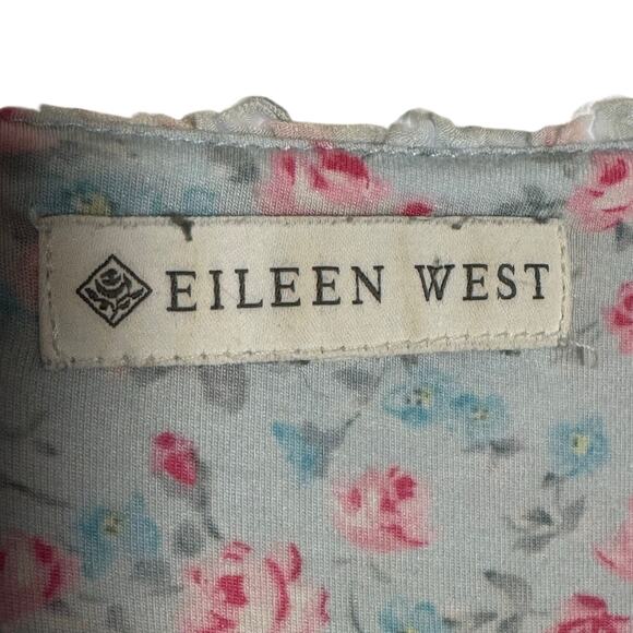 Eileen West Lace Trimmed Cap Sleeve Floral Midi Length Night Gown Size XS - Picture 7 of 8